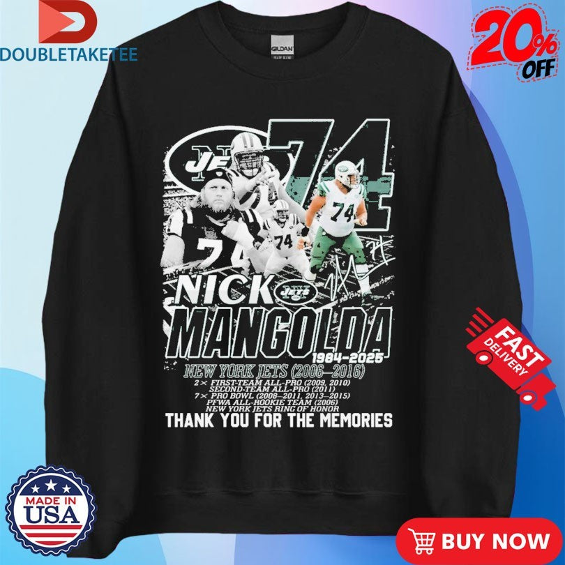 Official Nick Mangolda New York Jets 2006 2016 Thank You For The Memories Signature Shirts