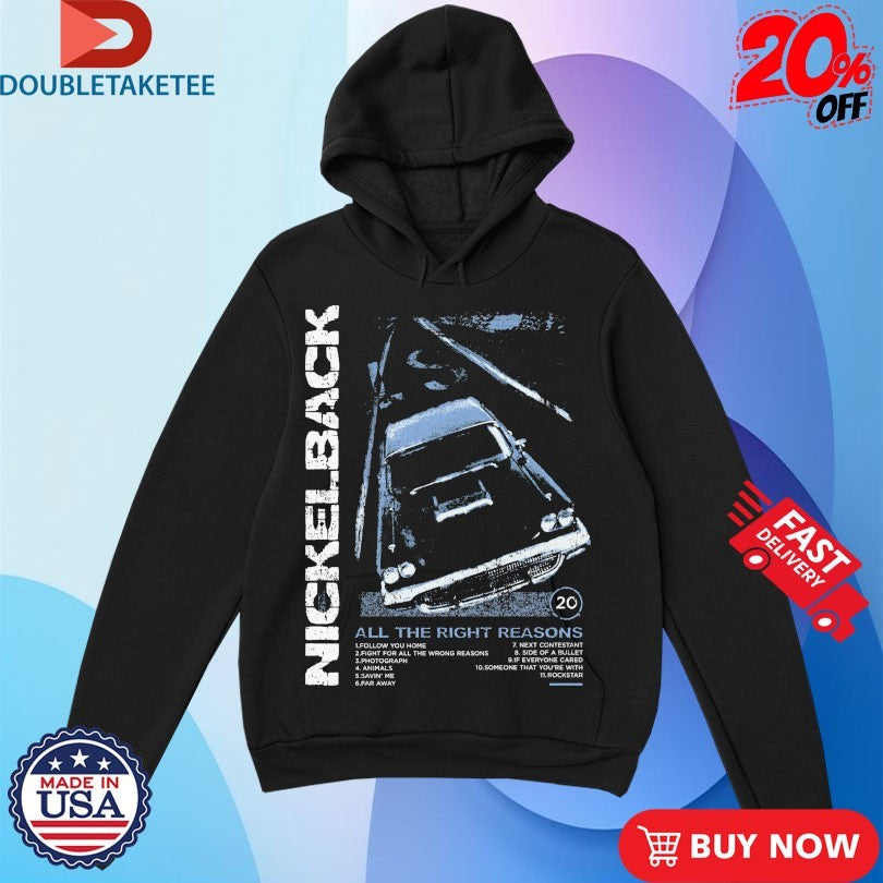 Official Nickelback All The Right Reasons ATRR 20th Anniversary Stripes Car Shirts