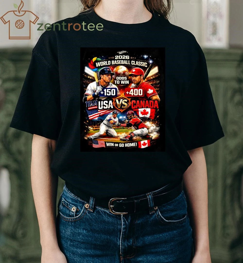 Official Nkctees 2026 World Baseball Classic Team USA vs Canada Odds to Win Baseball Fan T-Shirt