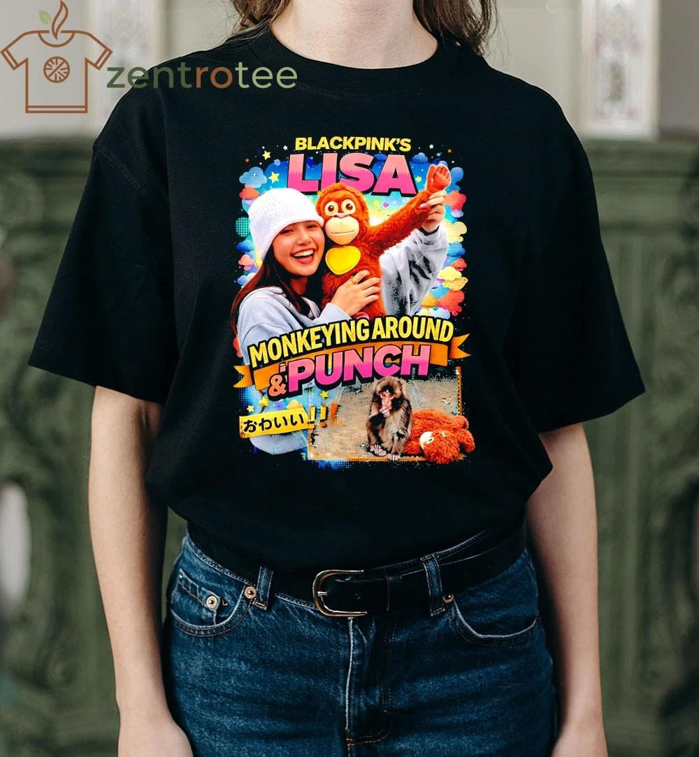 Official Nkctees Viral Monkey &amp; Punch Meme with Lisa Blackpink tee