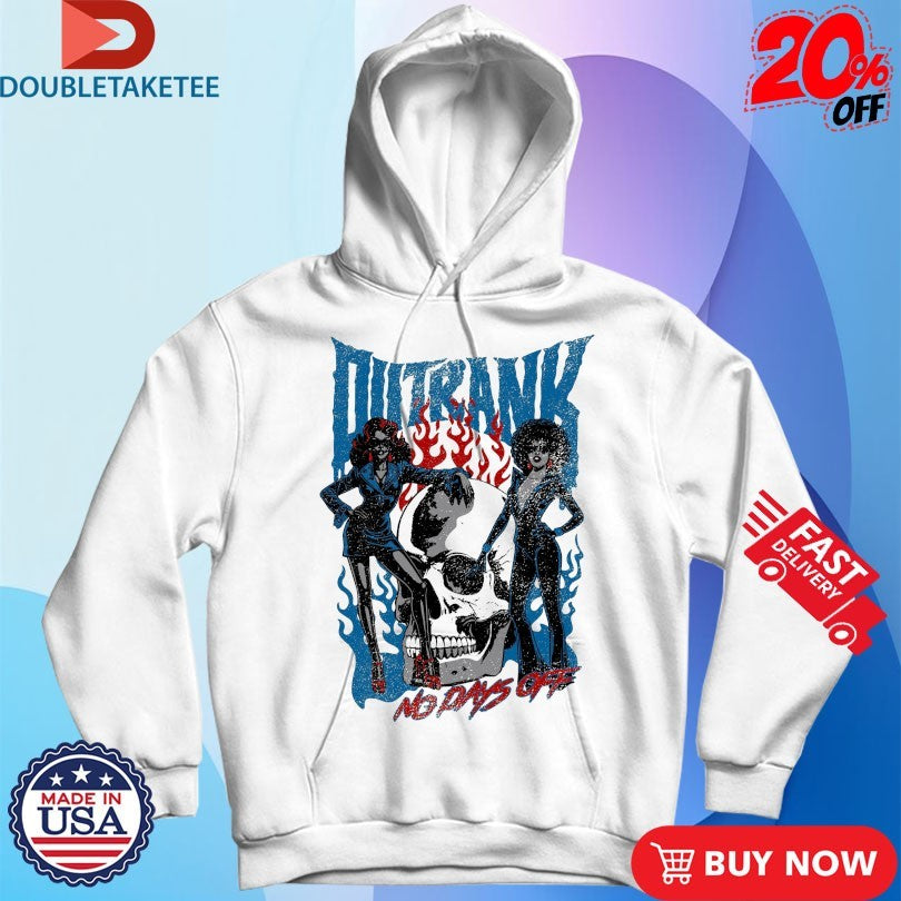 Official No Days Off Outrank Skull Shirts