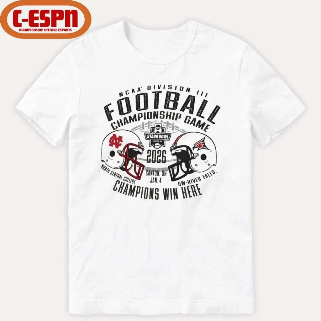 Official North Central Cardinals Vs UW-River Falls 2025 NCAA DIII Football Championship Game Matchup Shirt