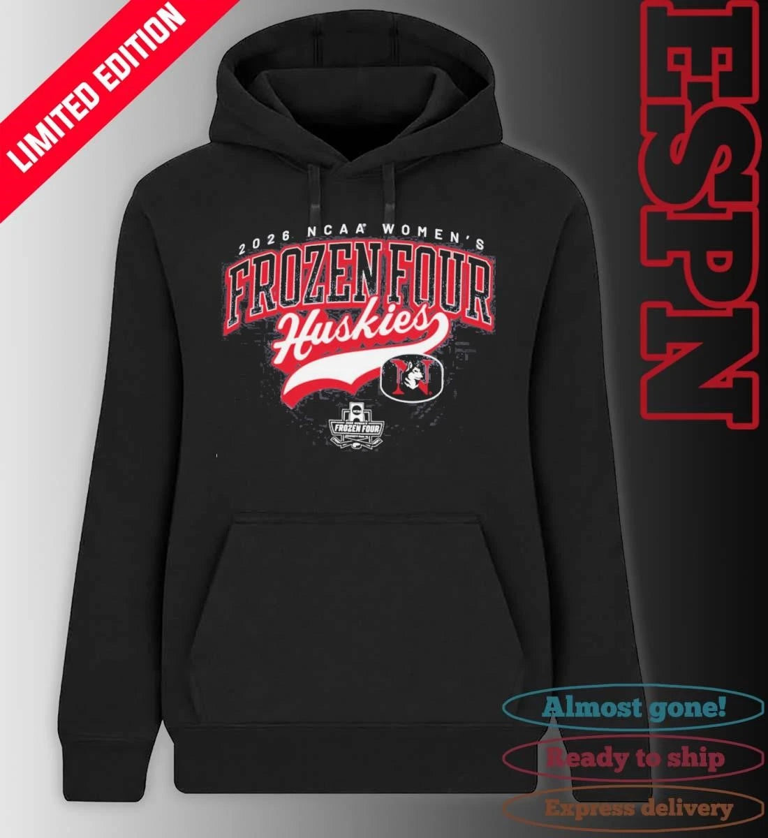 Official Northeastern Huskies 2026 NCAA Women’s Ice Hockey Frozen Four Shirt