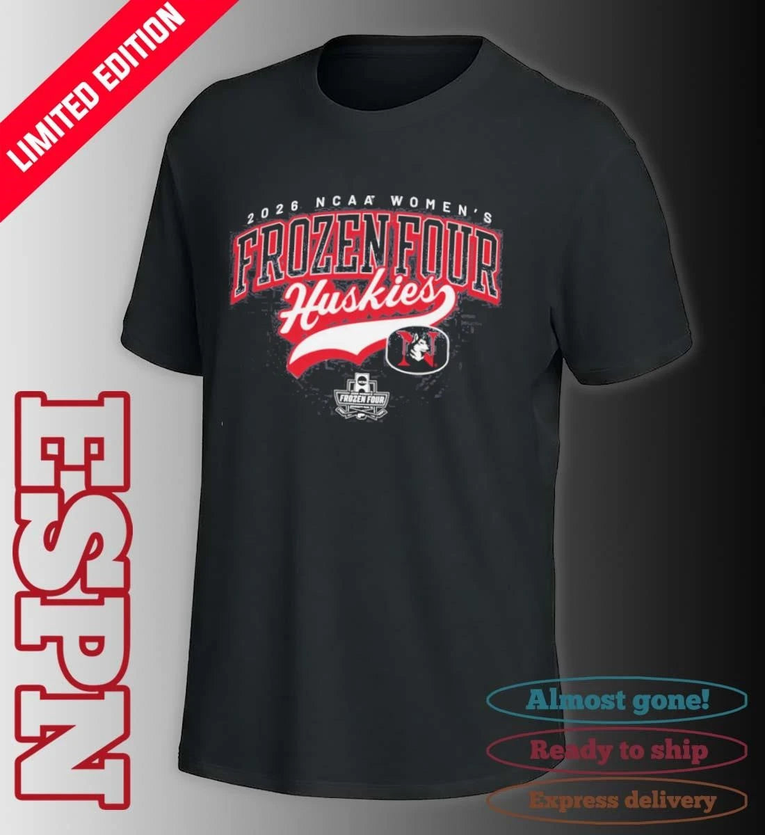Official Northeastern Huskies 2026 NCAA Women’s Ice Hockey Frozen Four Shirt