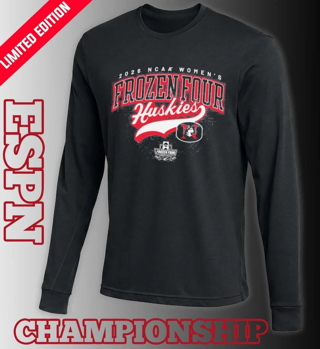 Official Northeastern Huskies 2026 NCAA Women’s Ice Hockey Frozen Four Shirt