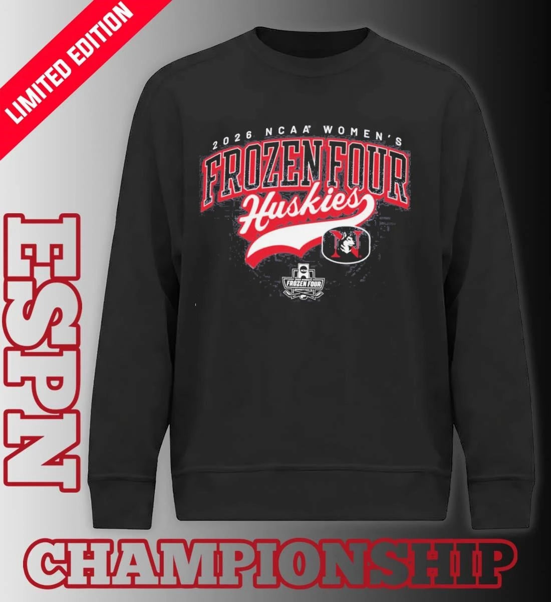 Official Northeastern Huskies 2026 NCAA Women’s Ice Hockey Frozen Four Shirt