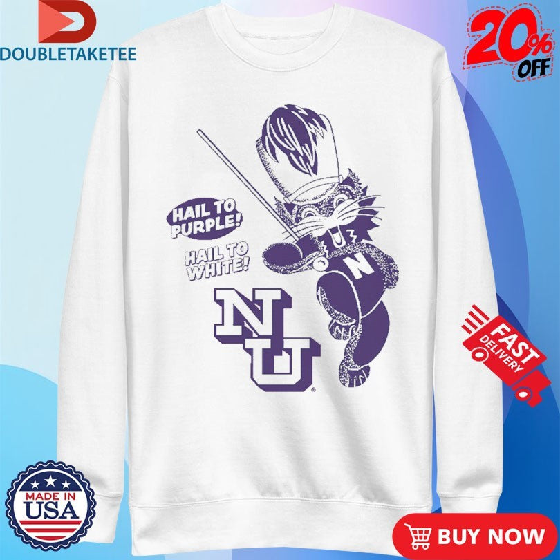 Official Northwestern Wildcats Hail To Purple Hail To White Mascot Shirts