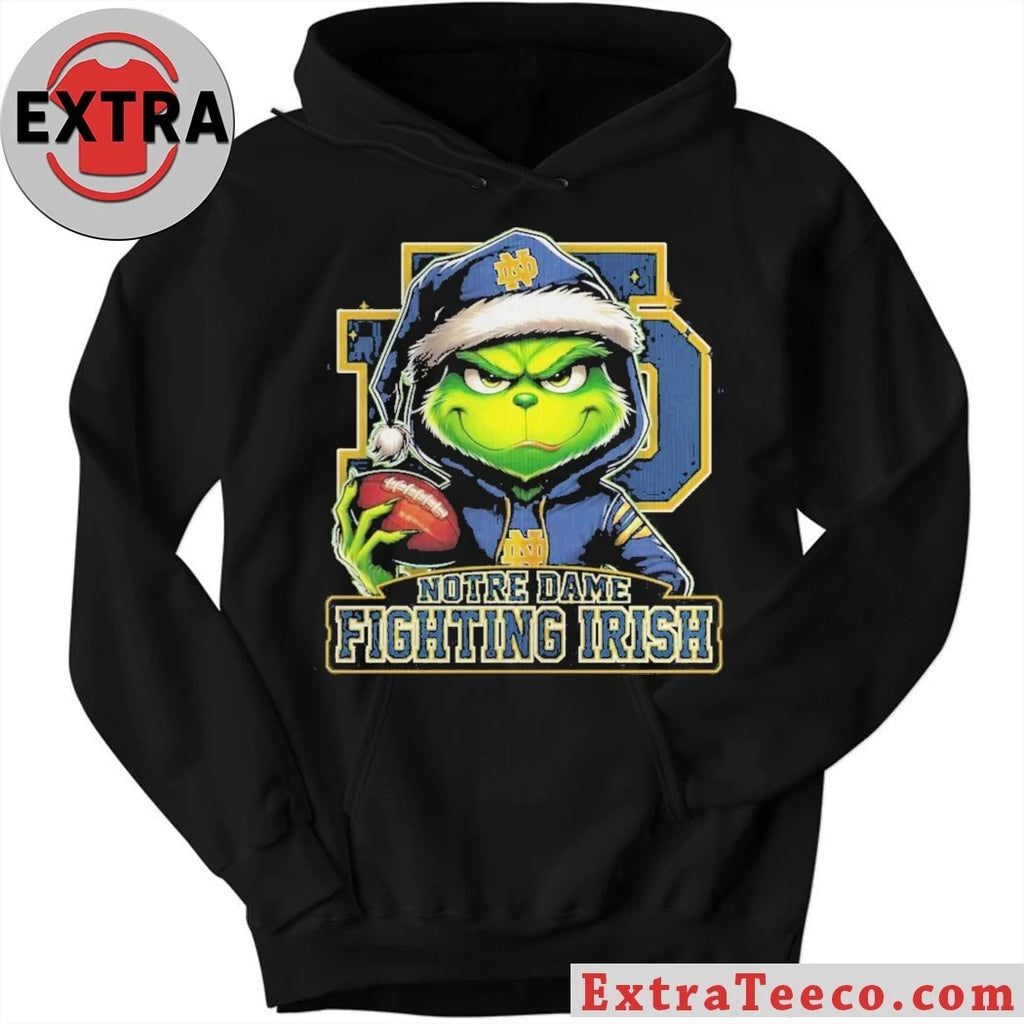 Official Notre Dame Fighting Irish 2025 Grinch Merry Touchdown Christmas Logo T-Shirt
