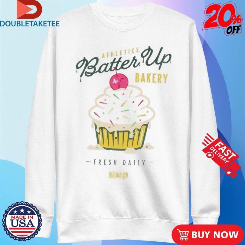 Official Oakland Athletics Batter Up Bakery Confetti Cupcake Baseballism Shirts