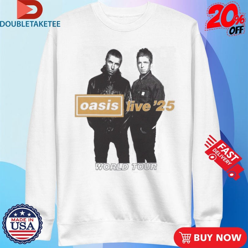 Official Oasis Live 2025 World Tour Gold Photo Shirts