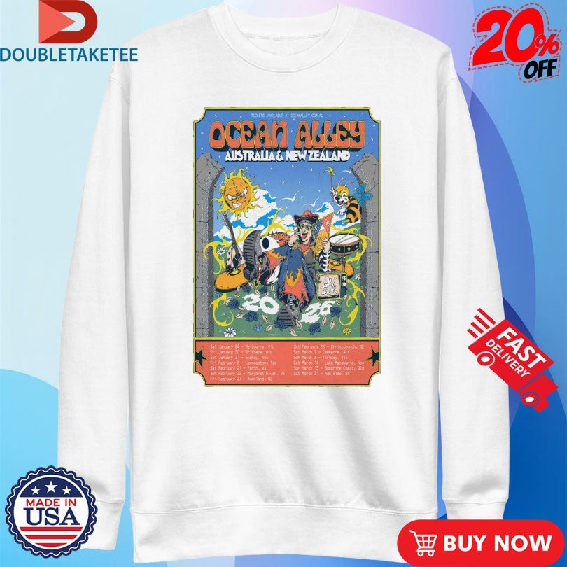 Official Ocean Alley Australia And New Zealand 2026 Tour Shirts