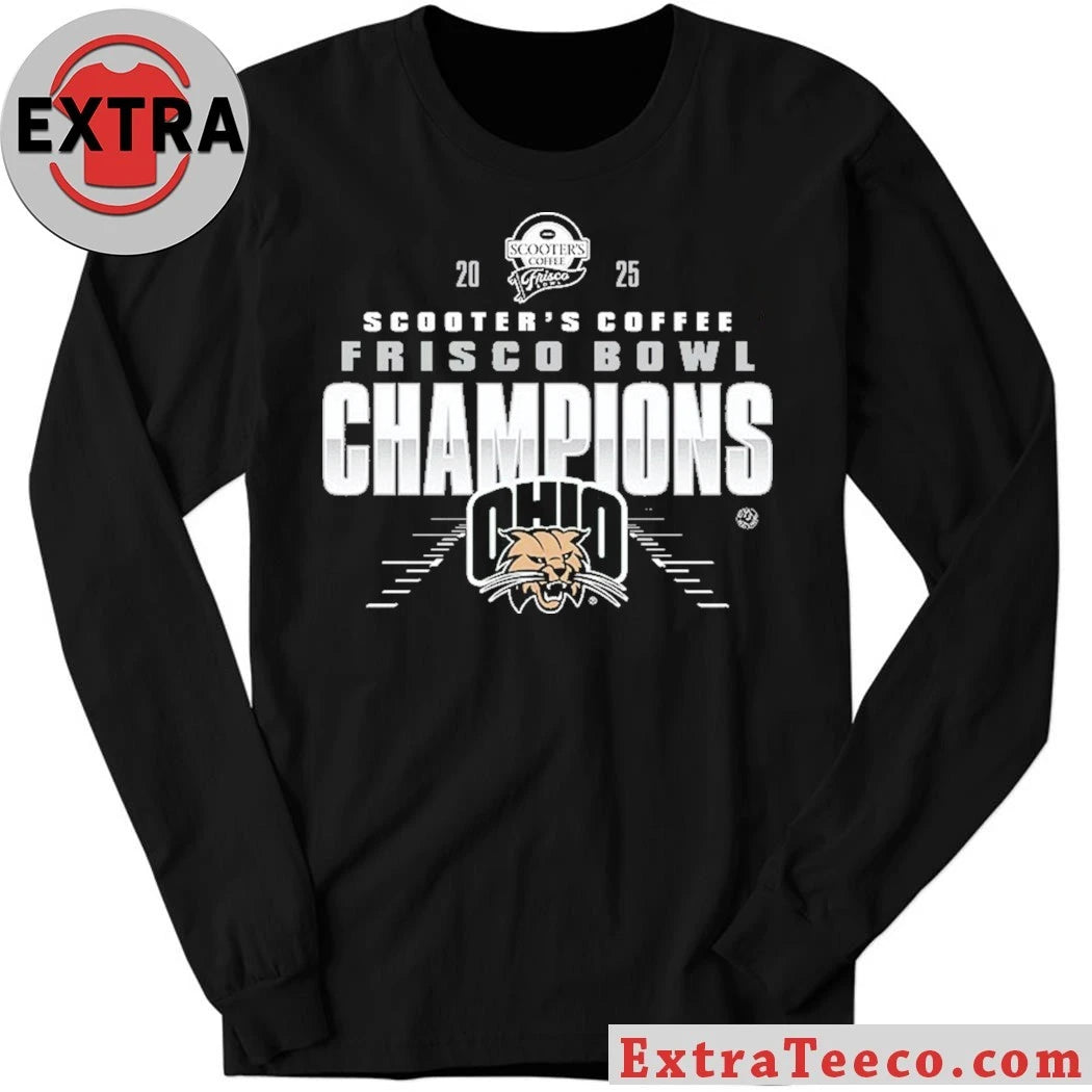 Official Ohio Bobcats 2025 Scooter’s Coffee Frisco Bowl Champions NCAA Football Logo Shirt