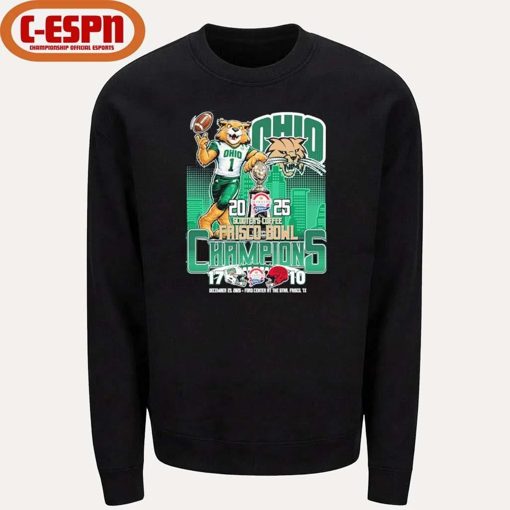 Official Ohio Bobcats Mascot 2025 Frisco Bowl Champions Score Shirt