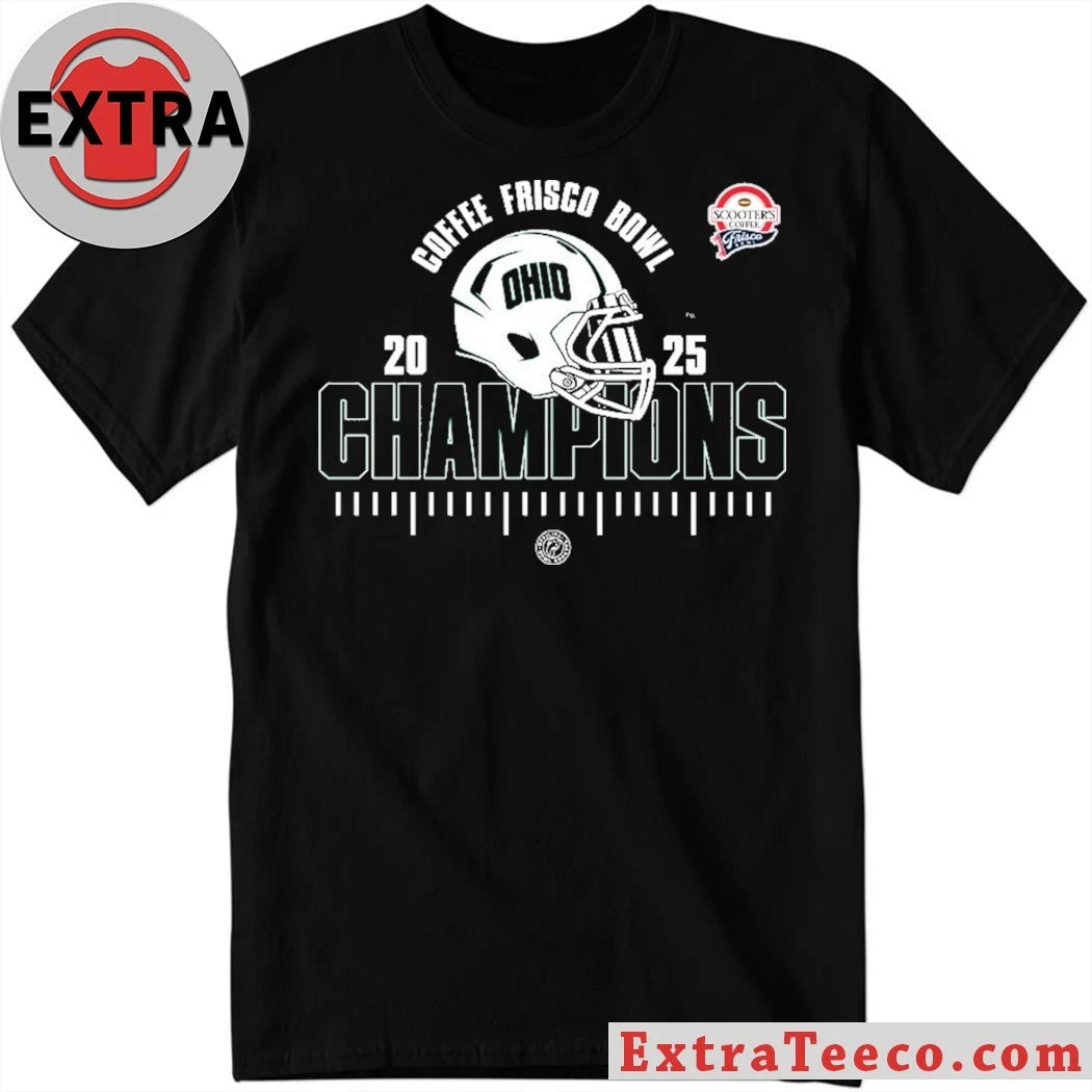 Official Ohio Bobcats Scooter’s Coffee Frisco Bowl Champions 2025 NCAA Football Logo Shirt
