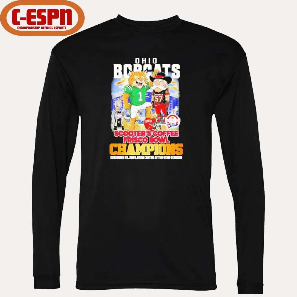 Official Ohio Bobcats mascot beat UNLV Rebels 2025 Scooter’s Coffee Frisco Bowl Champions shirt