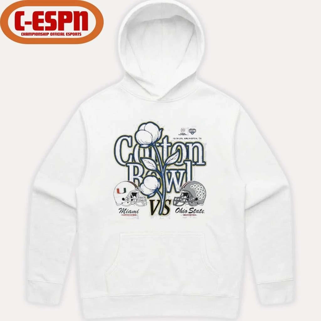 Official Ohio State Vs Miami 2025 Cotton Bowl At Arlington, TX December 31, 2025 Helmet Shirt