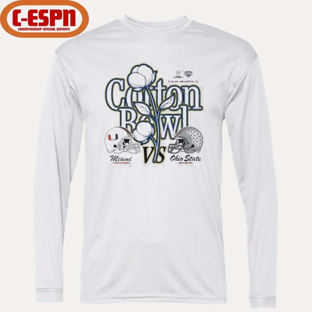 Official Ohio State Vs Miami 2025 Cotton Bowl At Arlington, TX December 31, 2025 Helmet Shirt