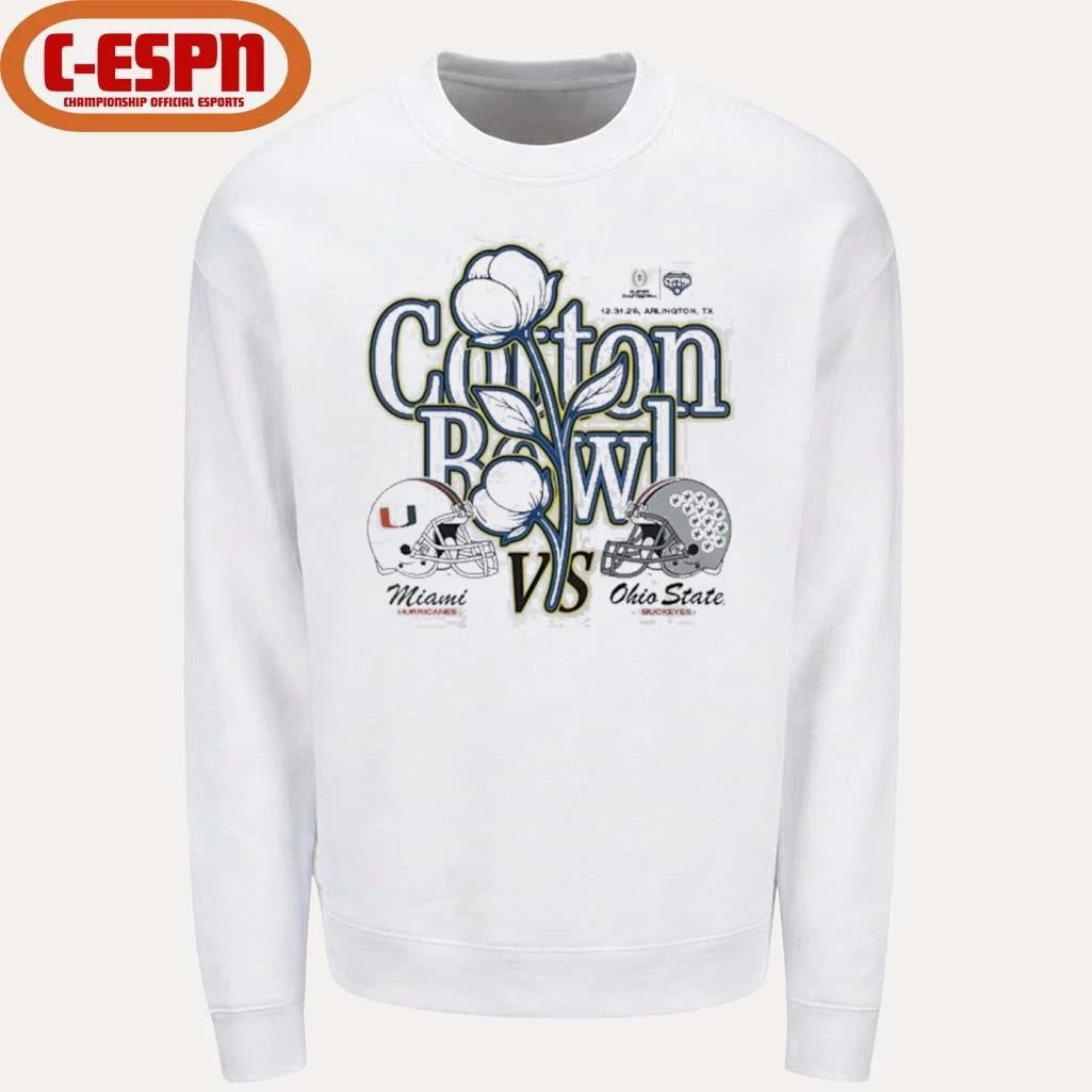 Official Ohio State Vs Miami 2025 Cotton Bowl At Arlington, TX December 31, 2025 Helmet Shirt