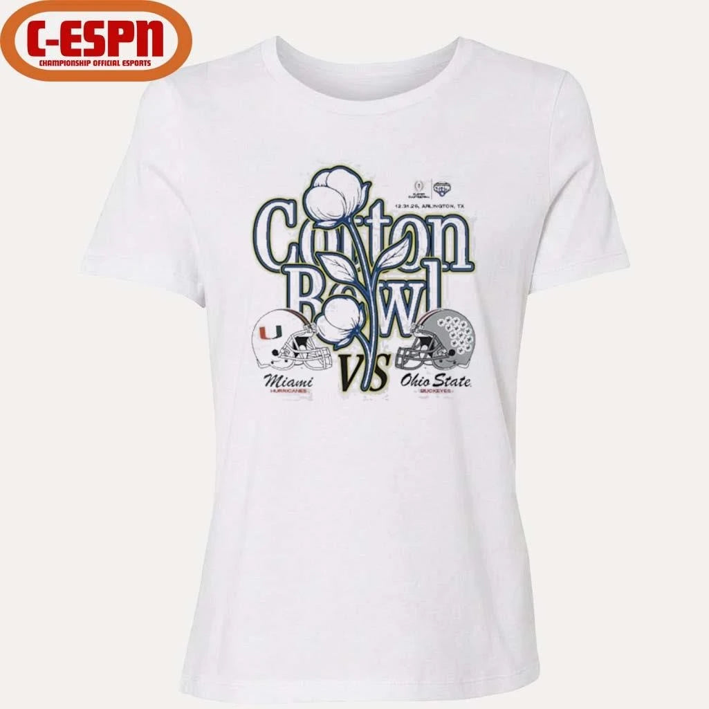 Official Ohio State Vs Miami 2025 Cotton Bowl At Arlington, TX December 31, 2025 Helmet Shirt