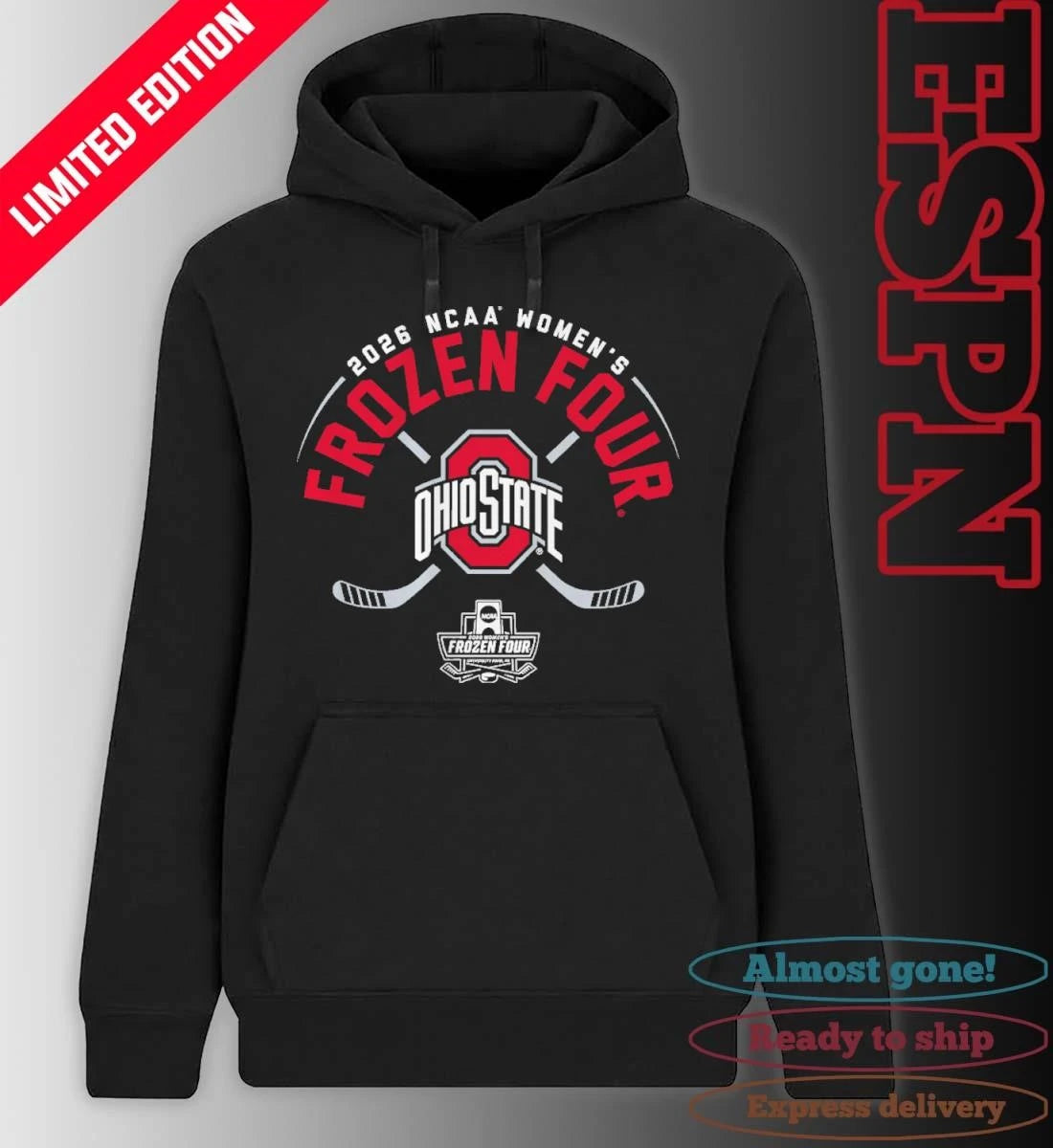 Official Ohio State Women’s Ice Hockey 2026 Frozen Four T-Shirt