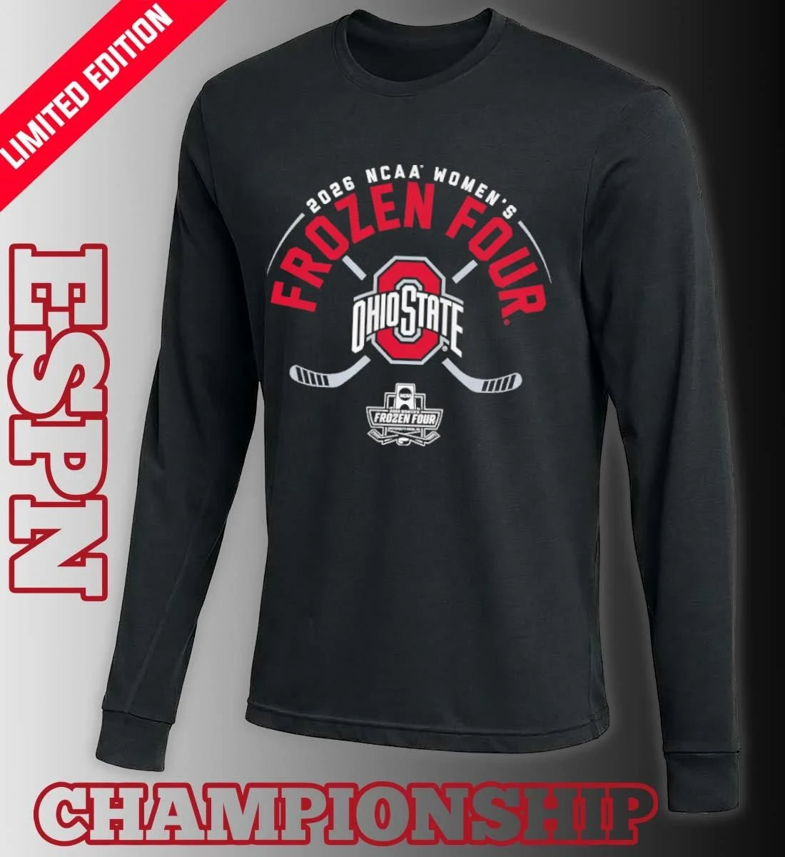 Official Ohio State Women’s Ice Hockey 2026 Frozen Four T-Shirt