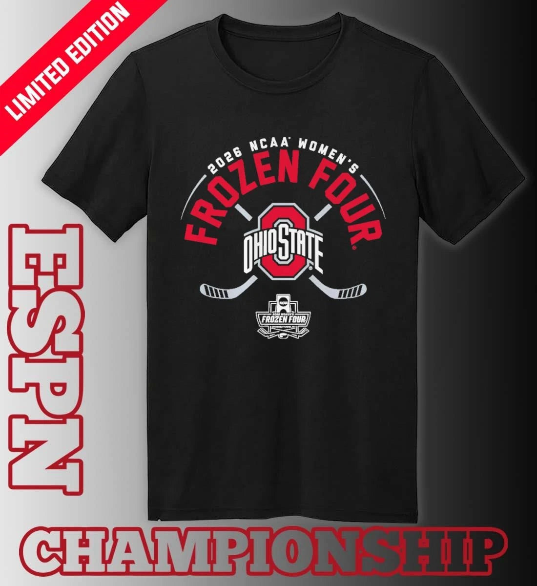 Official Ohio State Women’s Ice Hockey 2026 Frozen Four T-Shirt