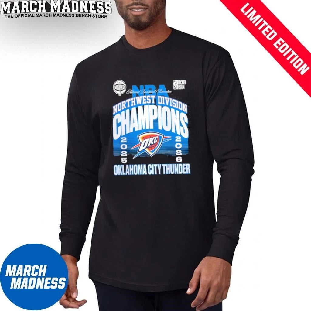 Official Oklahoma City Thunder 2025-26 Northwest Division Champions T-Shirt