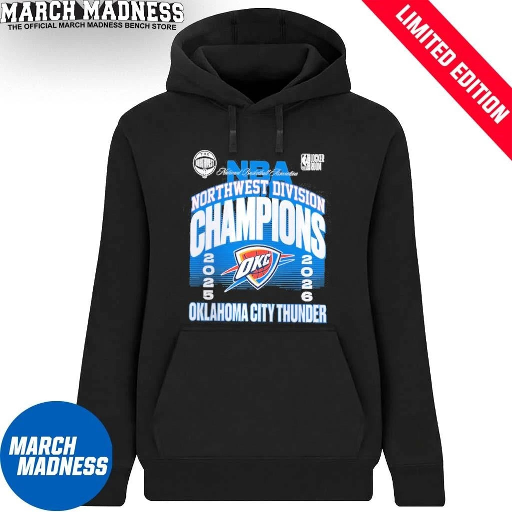 Official Oklahoma City Thunder 2025-26 Northwest Division Champions T-Shirt