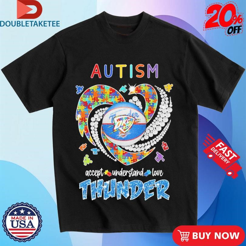 Official Oklahoma City Thunder Autism Accept Understand Love Heart Diamond Shirts