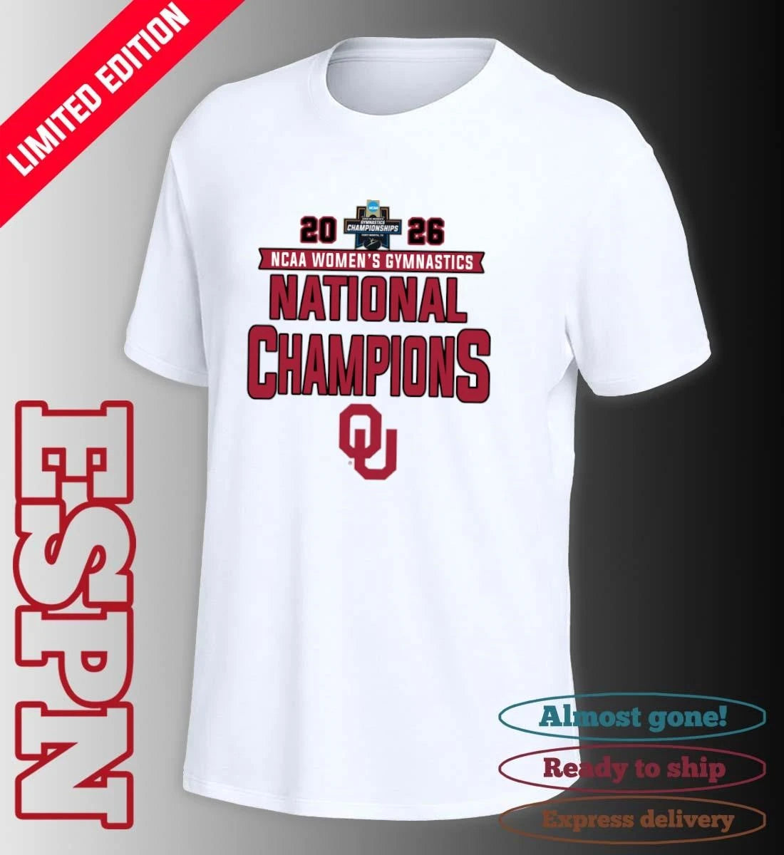 Official Oklahoma Sooners 2026 NCAA Women’s Gymnastics National Champions T-Shirt