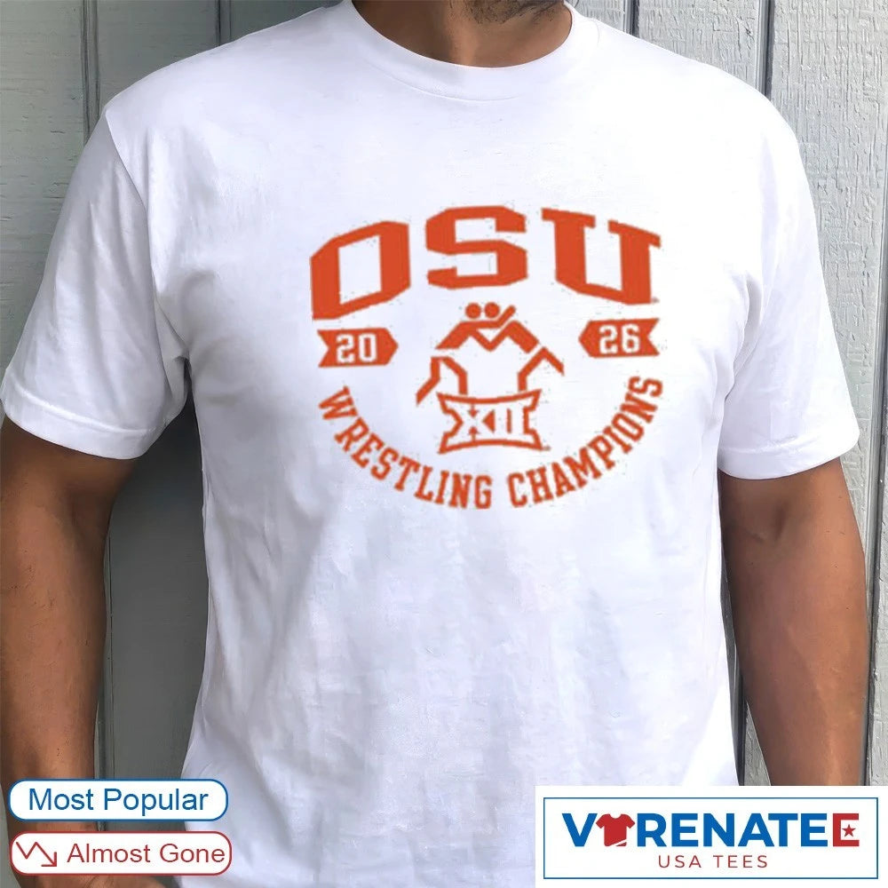 Official Oklahoma State Cowboys Big 12 2026 Wrestling Champions T-Shirt
