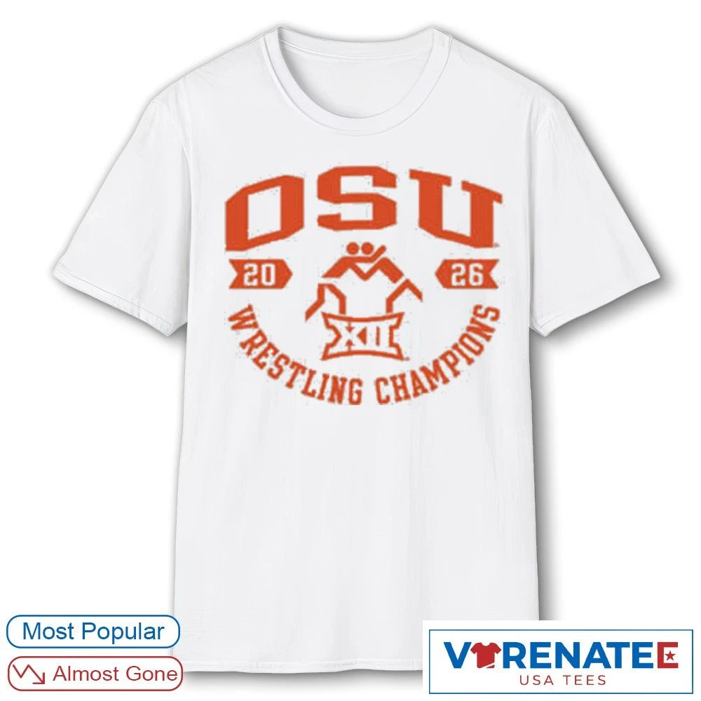 Official Oklahoma State Cowboys Big 12 2026 Wrestling Champions T-Shirt