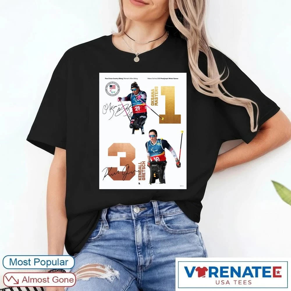 Official Oksana Masters and Kendall Gretsch Winter Paralympics 2026 Signatures Poster T-Shirt
