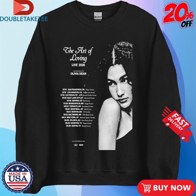 Official Olivia Dean The Art Of Loving America And Canada Tour 2026 Dates T-shirt