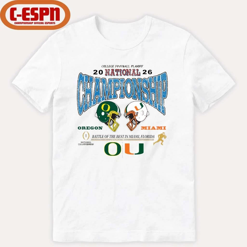 Official Oregon Vs Miami 2026 CFP National Championship T-Shirt