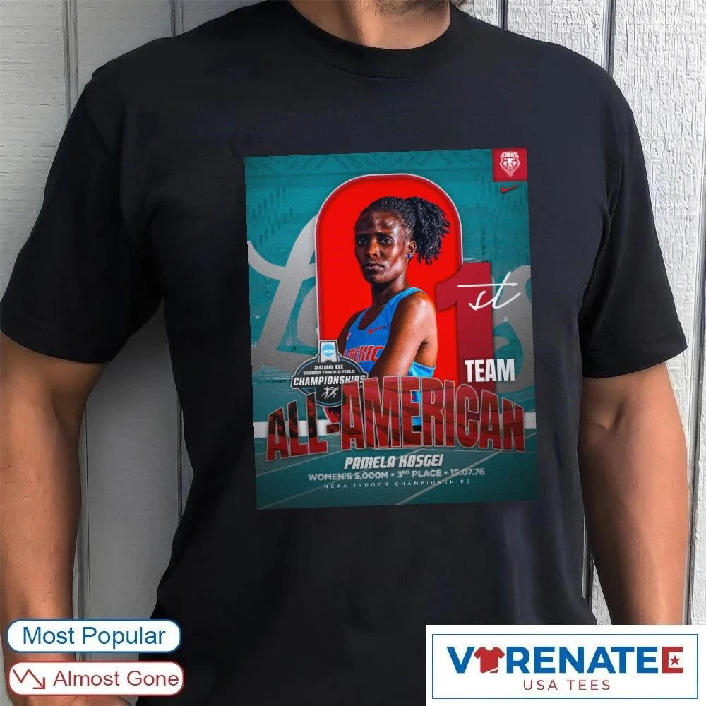 Official Pamela Kosgei First Team All-American NCAA Indoor Championships 2026 Signature Poster T-Shirt