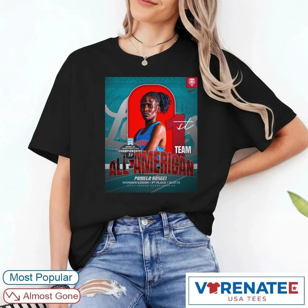 Official Pamela Kosgei First Team All-American NCAA Indoor Championships 2026 Signature Poster T-Shirt