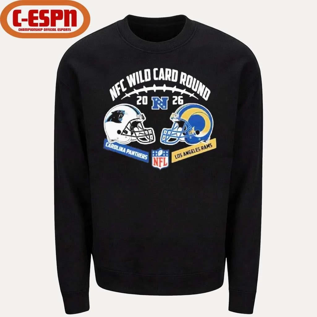 Official Panthers Vs Rams NFC Wild Card Round Helmet Matchup T-Shirt