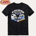 Official Panthers Vs Rams NFC Wild Card Round Helmet Matchup T-Shirt