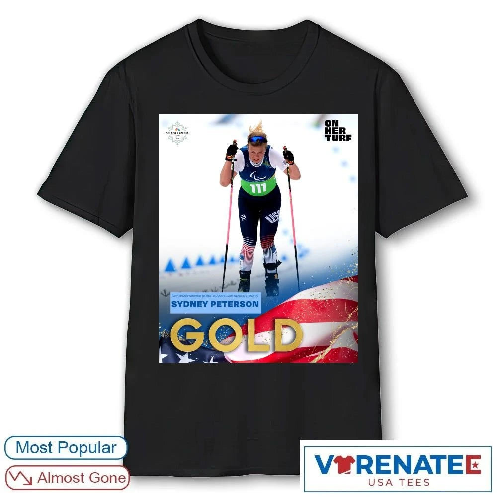 Official Para Cross-country Skiing Women’s 10km Classic Standing Sydney Peterson Gold Medal Winter Paralympics T-Shirt