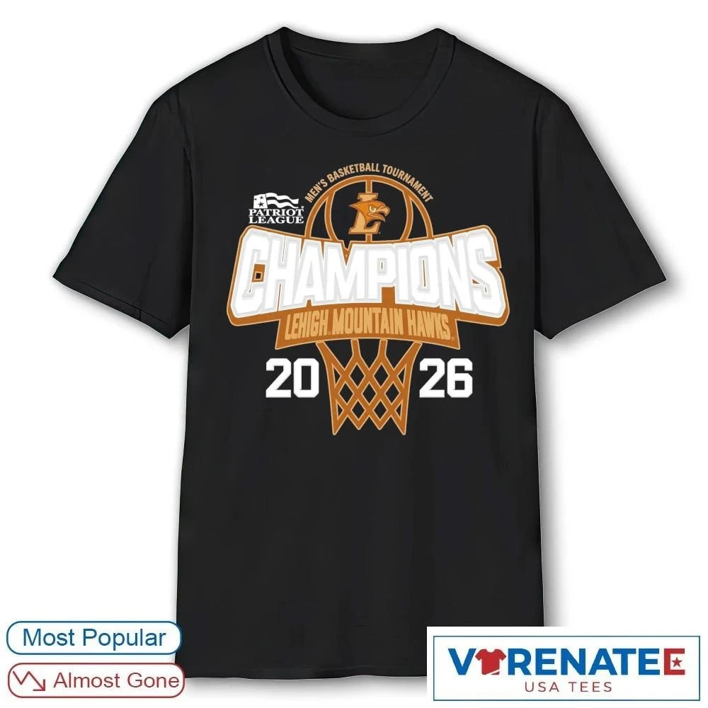 Official Patriot League Men’s Basketball Tournament Champions 2026 Lehigh Mountain Hawks T-Shirt