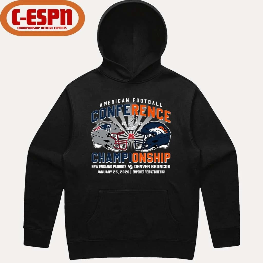 Official Patriots Vs Broncos AFC Conference Championship Duel Helmet T-Shirt
