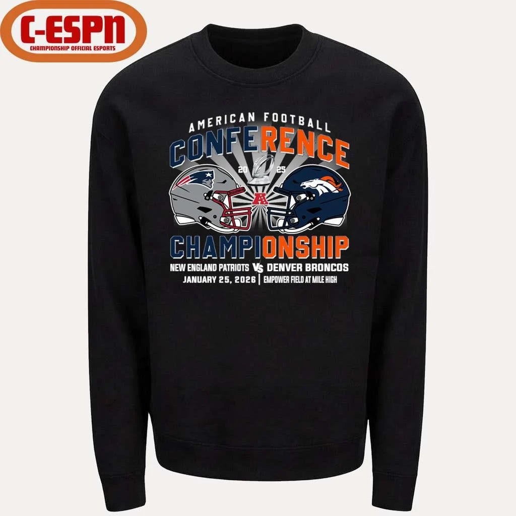 Official Patriots Vs Broncos AFC Conference Championship Duel Helmet T-Shirt