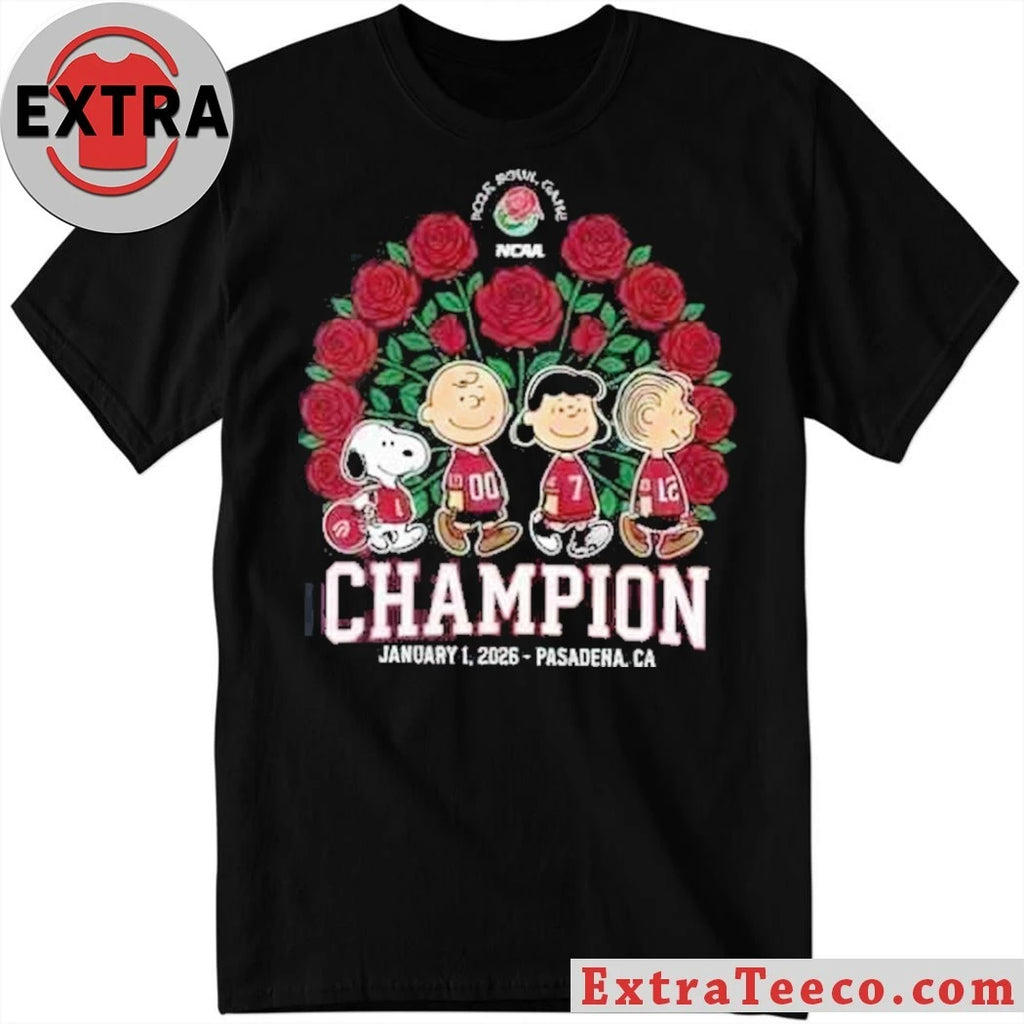 Official Peanuts Rose Bowl Game NCAA Champion January 1 2026 Pasadena Ca T-shirt