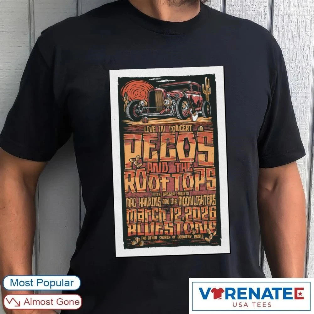 Official Pecos And The Rooftops March 12 2026 Columbus OH Poster T-Shirt