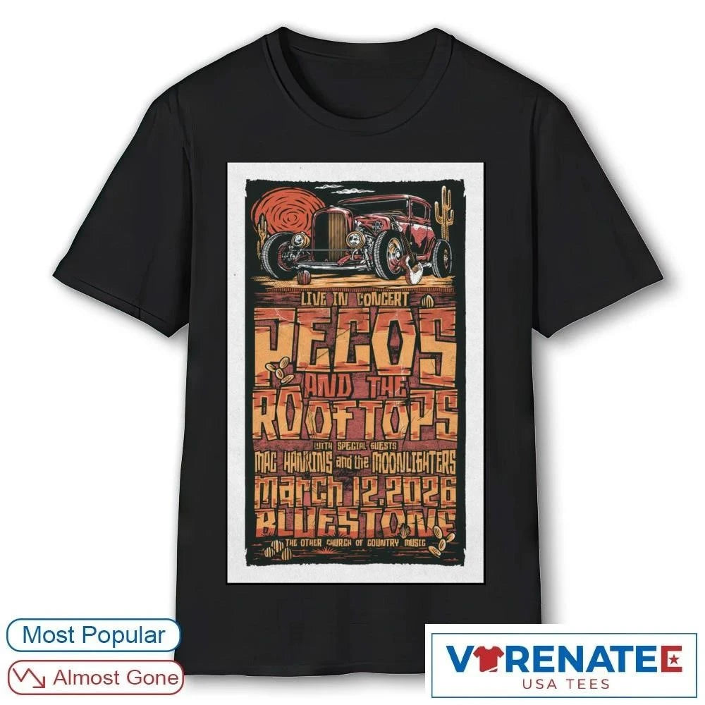 Official Pecos And The Rooftops March 12 2026 Columbus OH Poster T-Shirt