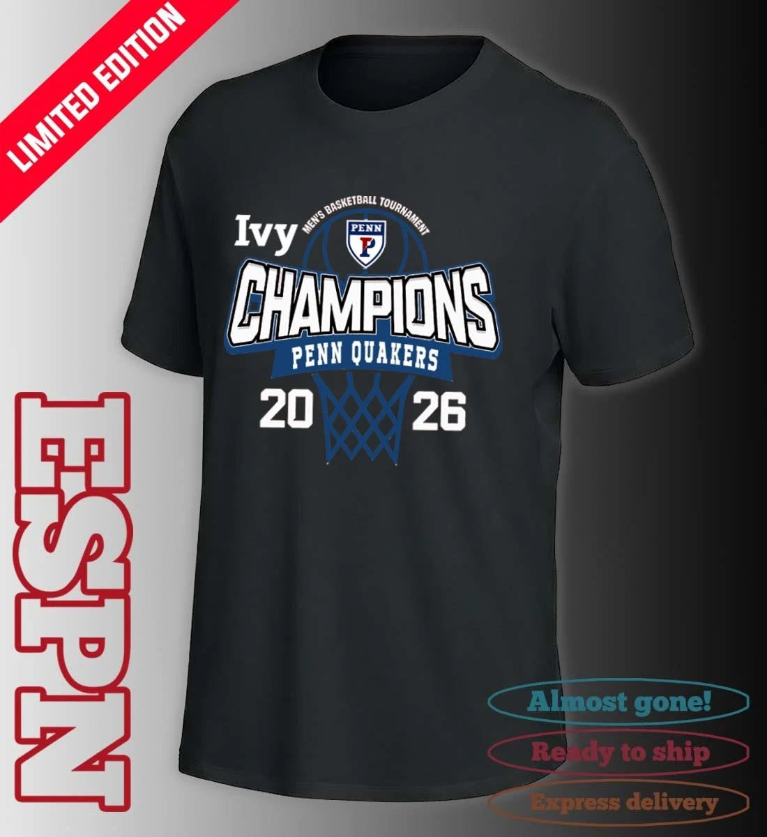 Official Penn Quakers 2026 Ivy League Men’s Basketball Tournament Champions Shirt