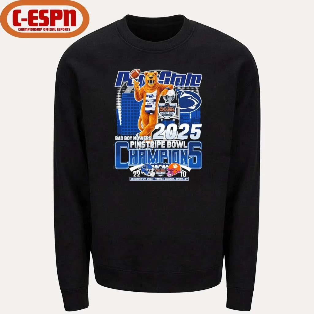 Official Penn State Mascot Bad Boy Mowers Pinstripe Bowl Champions 2025 Shirt