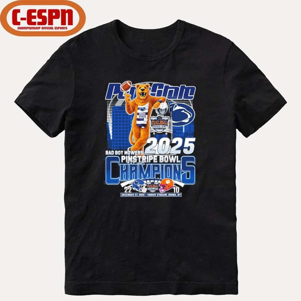 Official Penn State Mascot Bad Boy Mowers Pinstripe Bowl Champions 2025 Shirt
