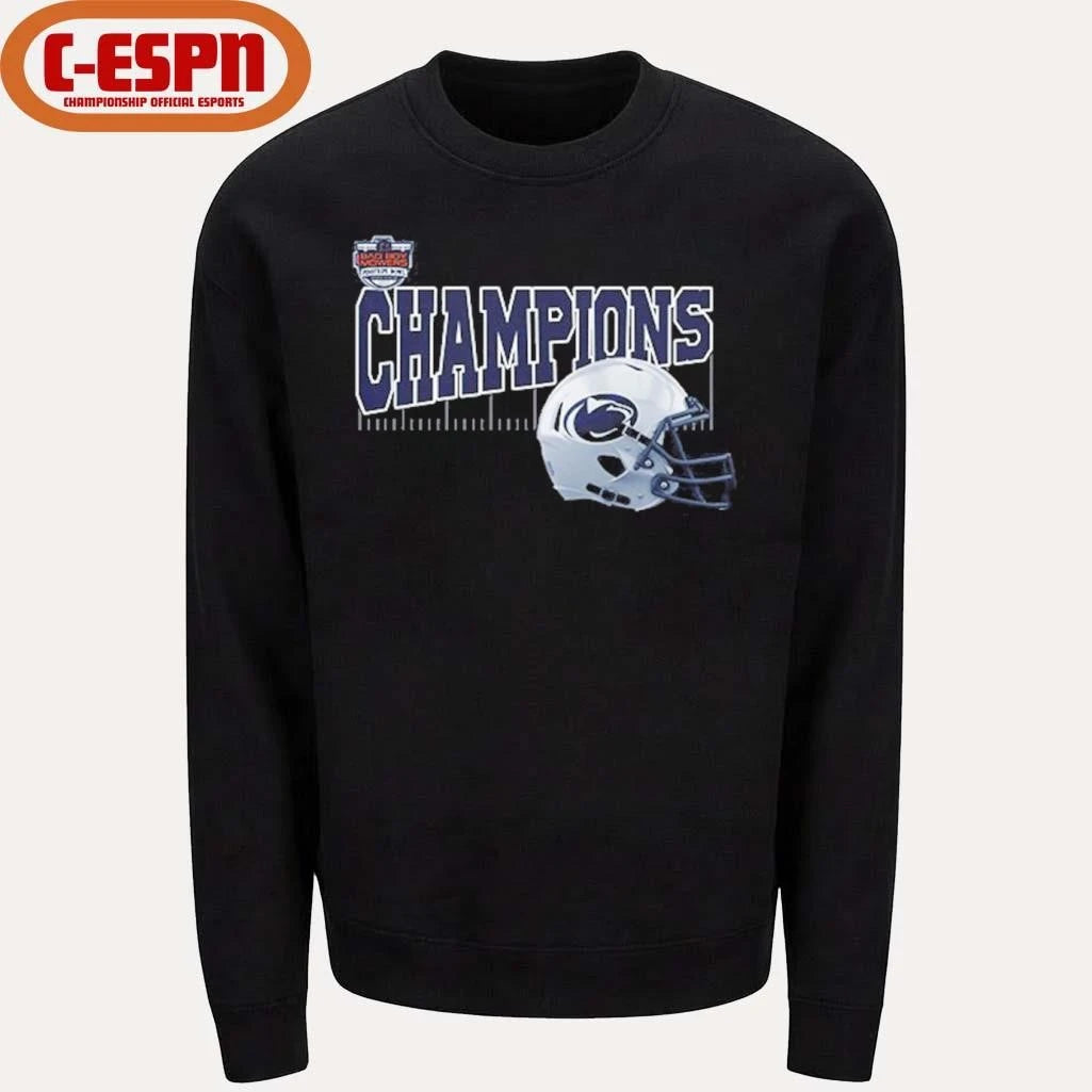 Official Penn State Nittany Lions 2025 Bad Boy Mowers Pinstripe Bowl Champions Helmet Shirt